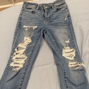 American Eagle Outfitters Ripped Blue Skinny Jeans